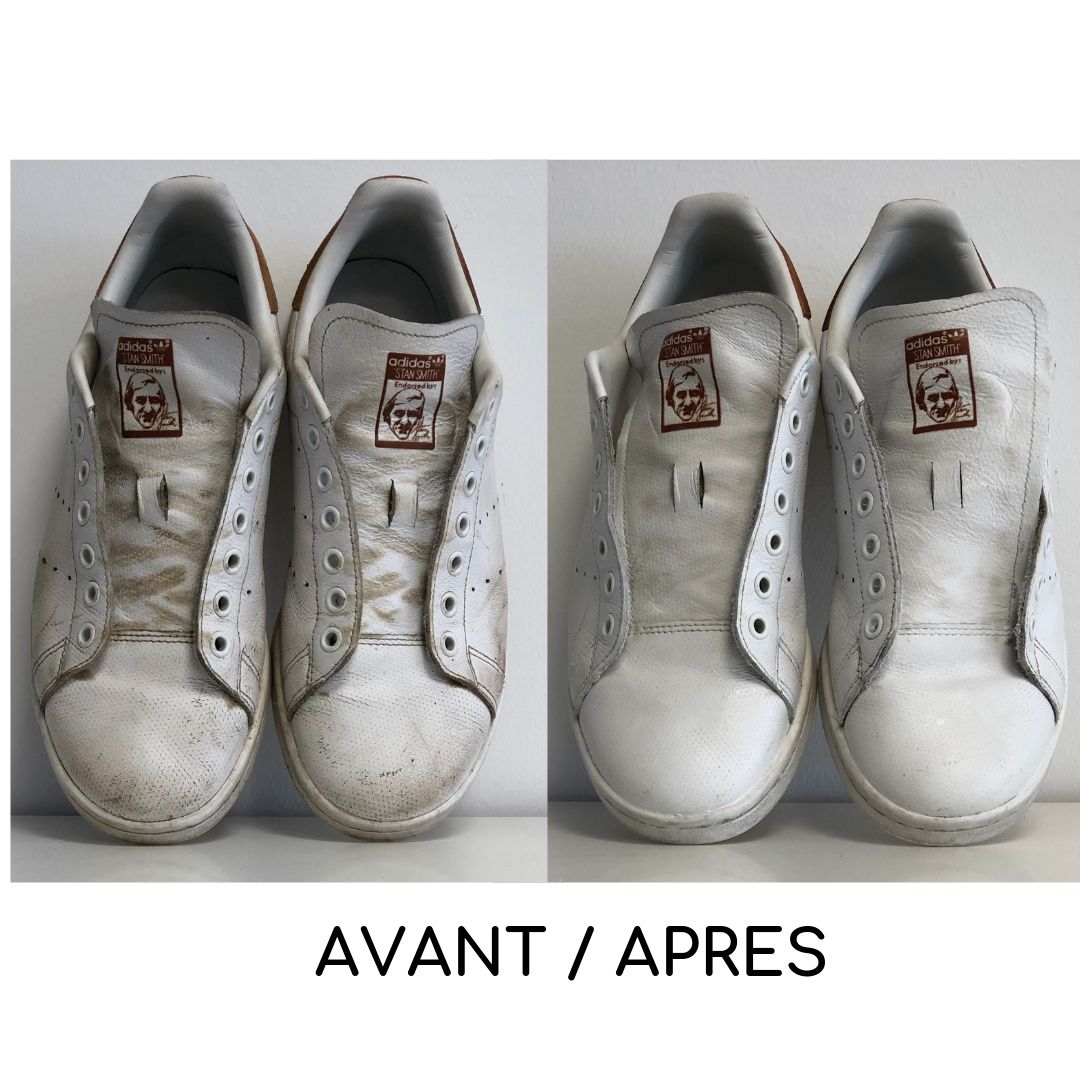 chaussures blanches avant après